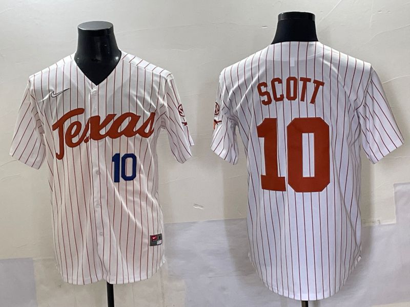 Men Texas Longhorns #10 Scott White stripe Nike joint Name NCAA 2025 Jersey style 2->ncaa teams->NCAA Jersey